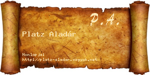Platz Aladár névjegykártya
